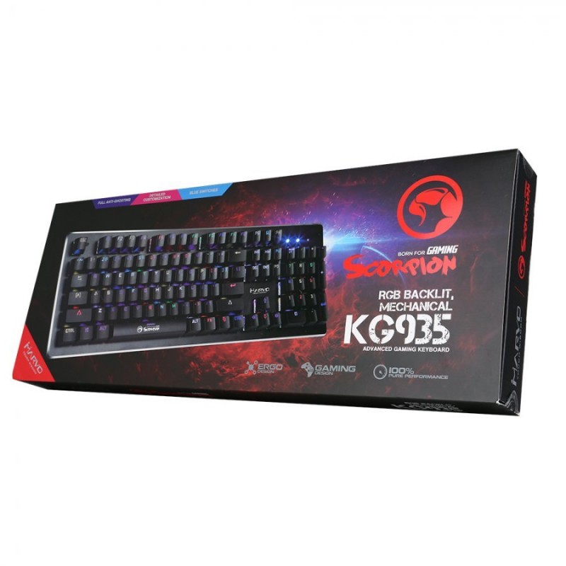 Marvo Механична клавиатура Gaming Keyboard Mechanical KG935 - 104 keys RGB/Macros - MARVO-KG935-MARVO-KG935