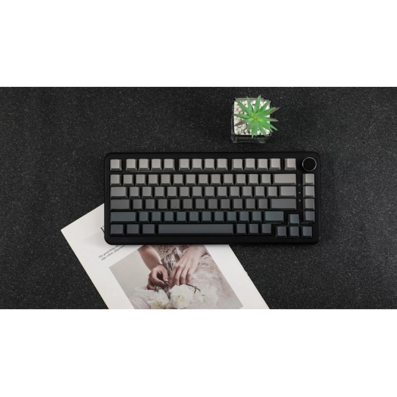 Ajazz геймърска механична клавиатура Wireless Gaming Mechanical Keyboard AK820 MAX - White birch [Linear] (English US), Side Printed, Gray