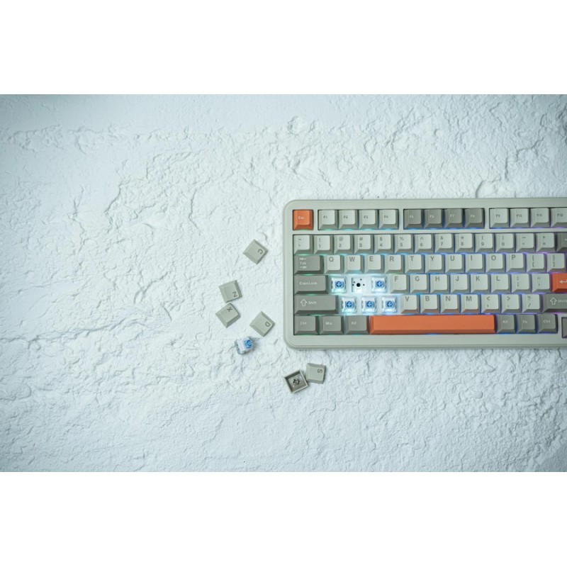 Ajazz геймърска механична клавиатура Wireless Gaming Mechanical Keyboard AK820 MAX - White birch [Linear] (English US), Side Printed, Gray
