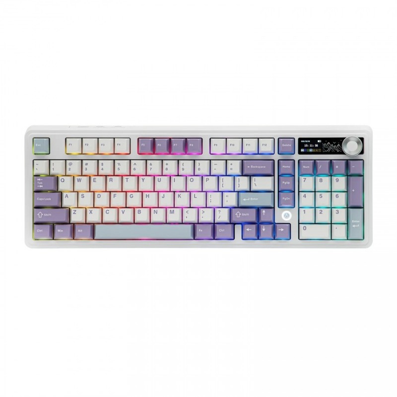 Ajazz геймърска механична клавиатура Wireless Gaming Mechanical Keyboard AK980 V2 - Gift Switch [Linear] (English US), Purple, White, Blue