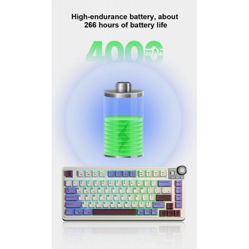 Aula геймърска механична клавиатура Wireless Gaming Mechanical Keyboard AU75 - Bloomfield Switch [Linear] (English US), Beige