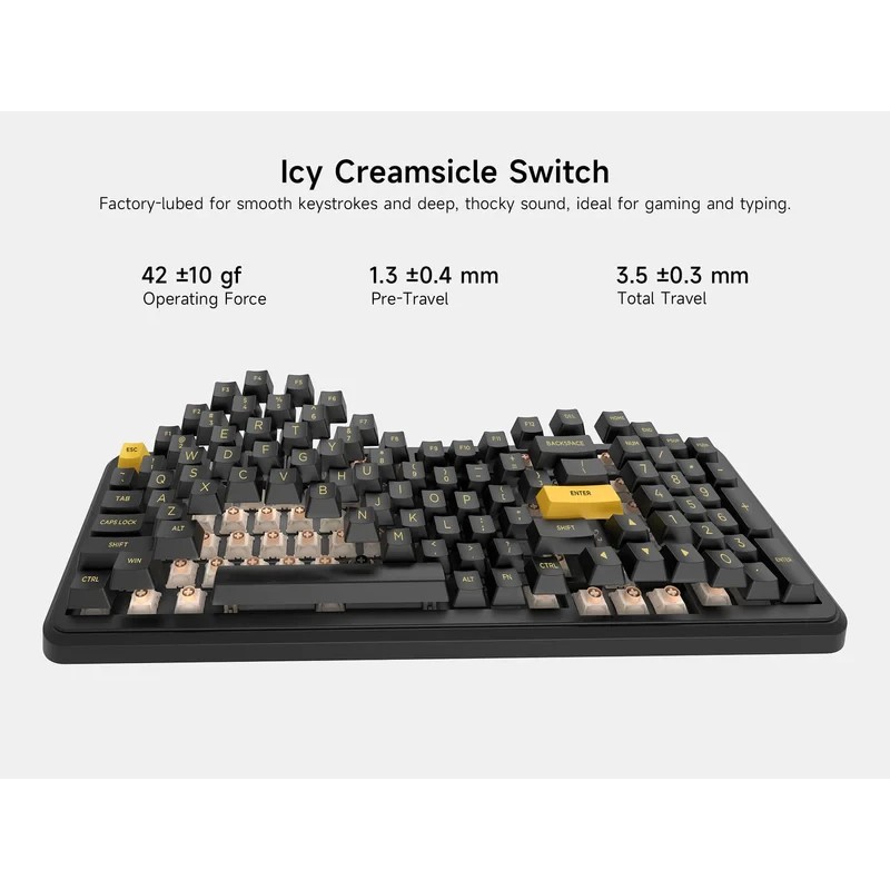 MCHOSE геймърска механична клавиатура Wireless Gaming Mechanical Keyboard MC-K99 V3 - Icy Creamsicle Switch [Linear] (English US), Glacier Gradient