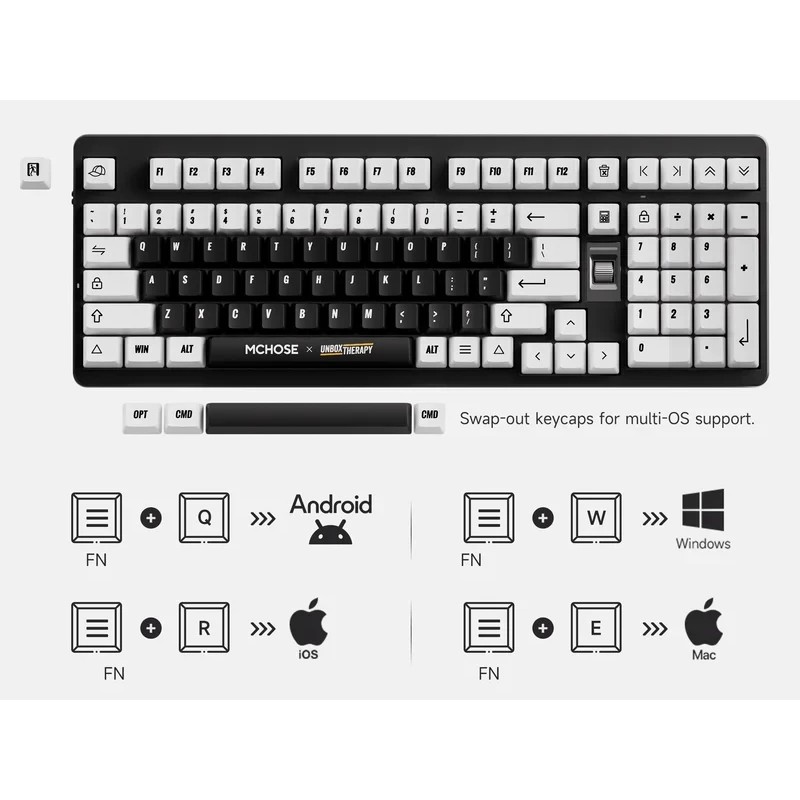 MCHOSE геймърска механична клавиатура Wireless Gaming Mechanical Keyboard UT98 Classic Therapy - Silent Peach V3 Switch [Linear] (English US)