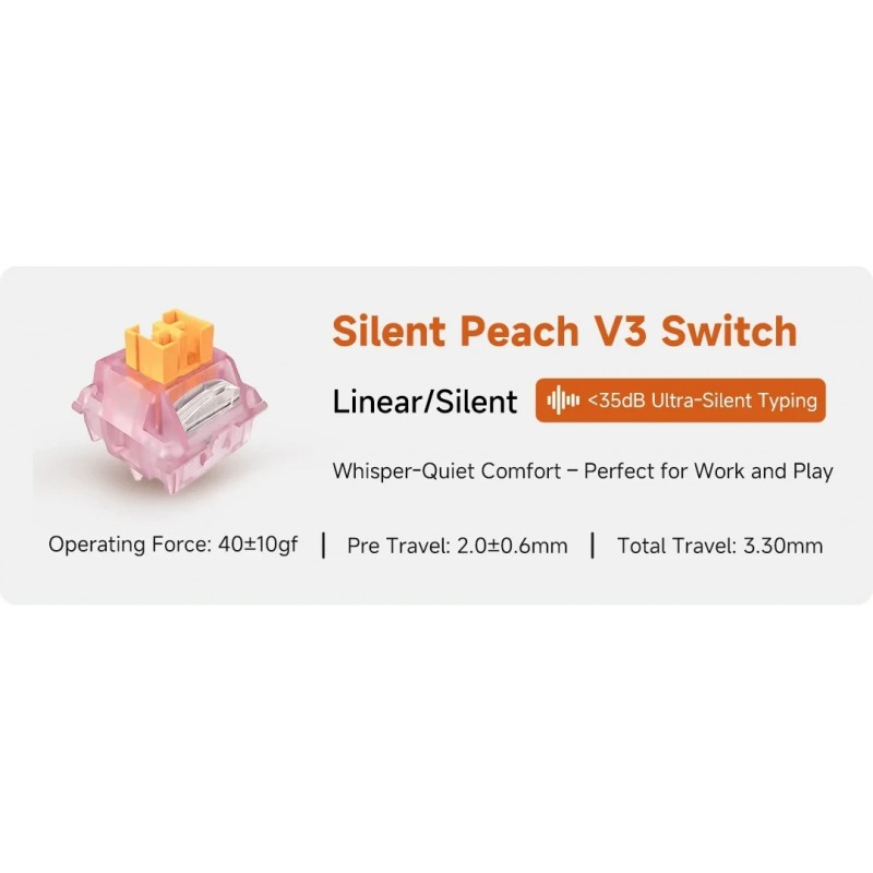 MCHOSE геймърска механична клавиатура Wireless Gaming Mechanical Keyboard UT98 Classic Therapy - Silent Peach V3 Switch [Linear] (English US)