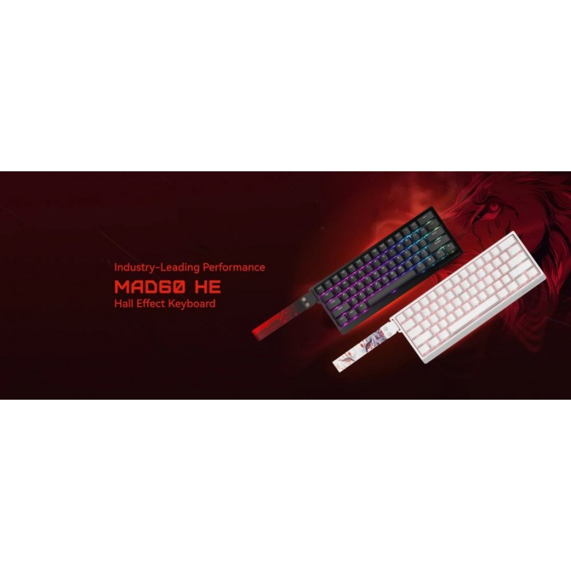 Madlions професионална геймърска механична клавиатура Professional Gaming Mechanical Keyboard MAD 60 HE Flagship V2 - 8K, Magnetic Amber Pro Switches - White
