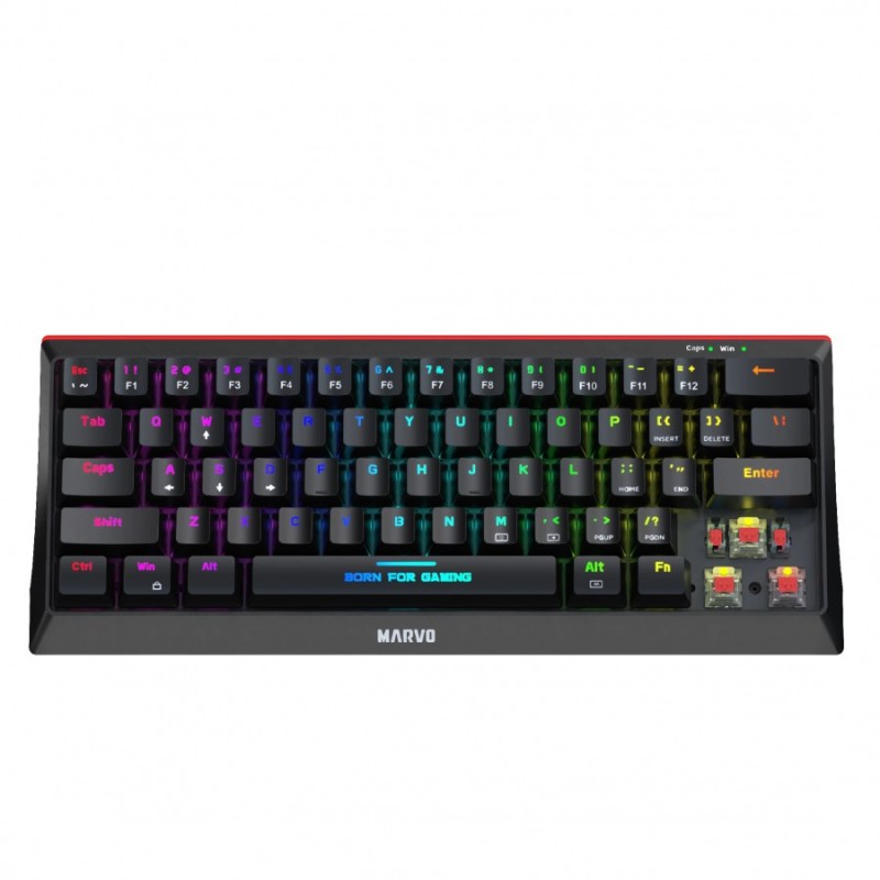 Marvo геймърска клавиатура Gaming Mechanical keyboard 61 keys TKL - KG962G - RED switches, RGB, MARVO-KG962G