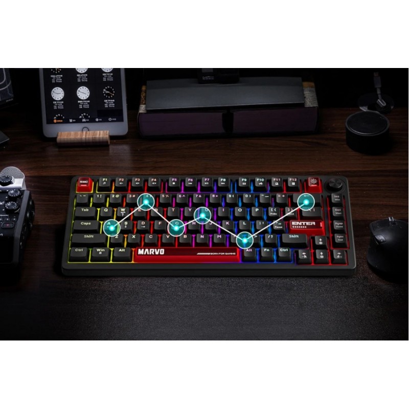 Marvo геймърска механична клавиатура Gaming Mechanical Keyboard Arma 82 KG936 - 1K, TNT Peach Switches [Linear], (English US)
