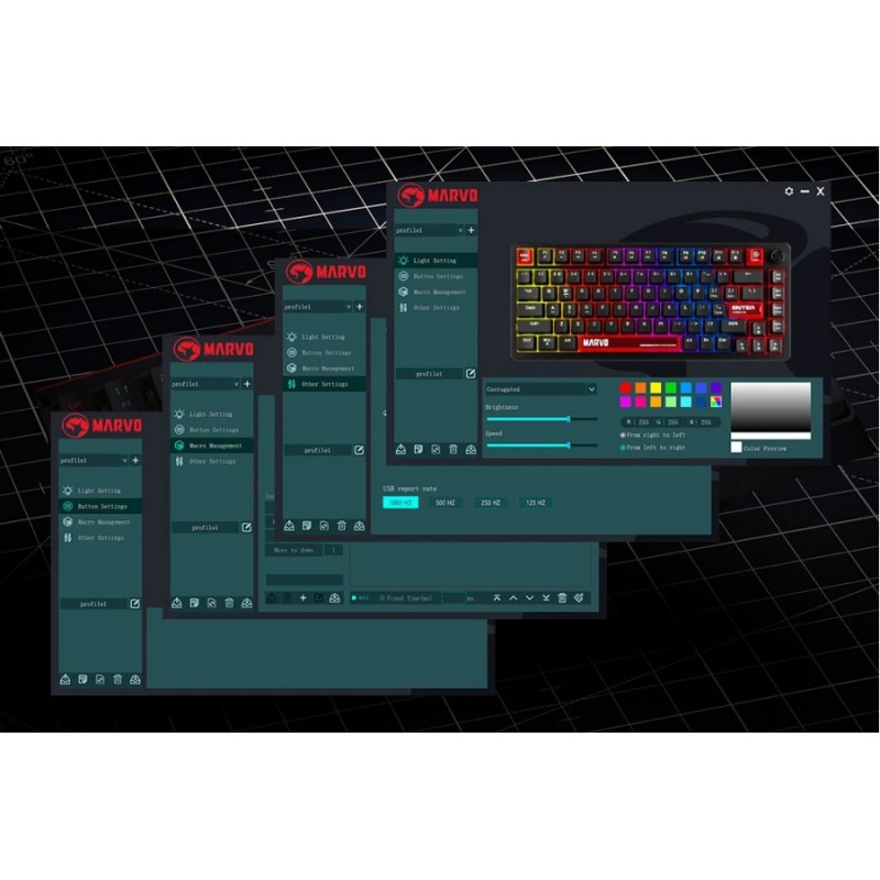 Marvo геймърска механична клавиатура Gaming Mechanical Keyboard Arma 82 KG936 - 1K, TNT Peach Switches [Linear], (English US)