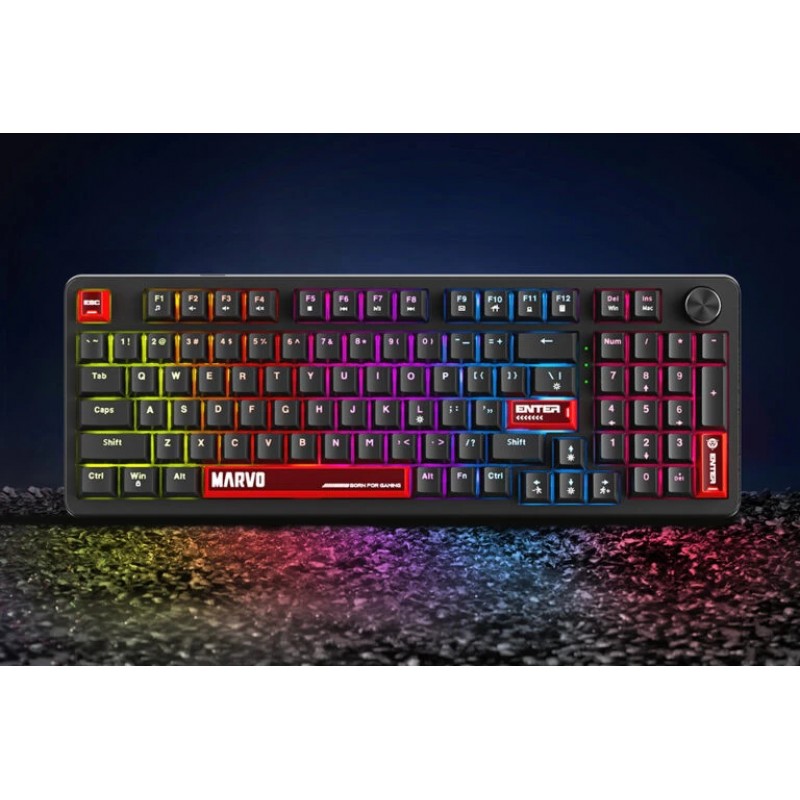 Marvo геймърска механична клавиатура Gaming Mechanical Keyboard Arma 98 KG937 - 1K, TNT Peach Switches [Linear], (English US)