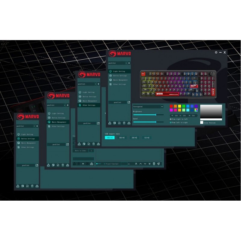 Marvo геймърска механична клавиатура Gaming Mechanical Keyboard Arma 98 KG937 - 1K, TNT Peach Switches [Linear], (English US)