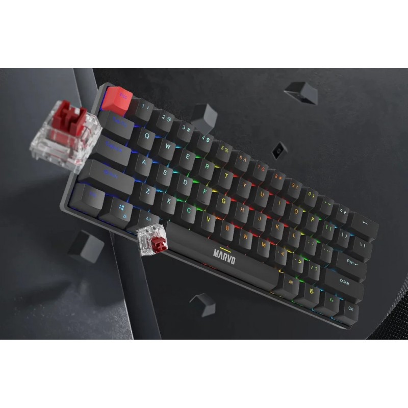 Marvo механична геймърска клавиатура Gaming Mechanical keyboard Saber 61 KG933G - 61 keys, Red Switches [Linear]