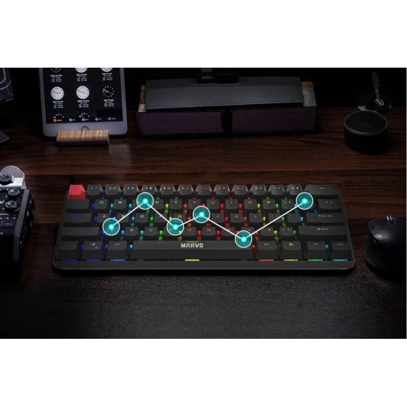 Marvo механична геймърска клавиатура Gaming Mechanical keyboard Saber 61 KG933G - 61 keys, Red Switches [Linear]