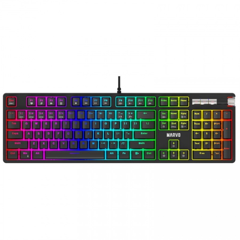 Marvo механична клавиатура Gaming Keyboard Mechanical KG948 - 108 keys, RGB, Macros, Blue switches, MARVO-KG948