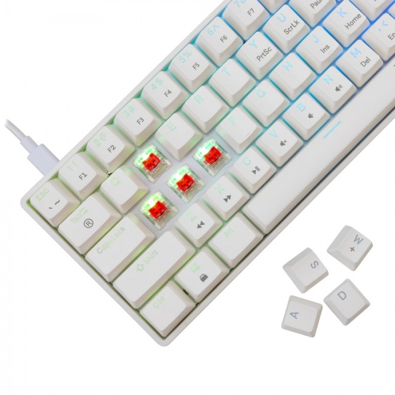 White Shark геймърска механична клавиатура Gaming Mechanical Keyboard SHINOBI 2 - YUSYA 5P Red Switches (English US), White