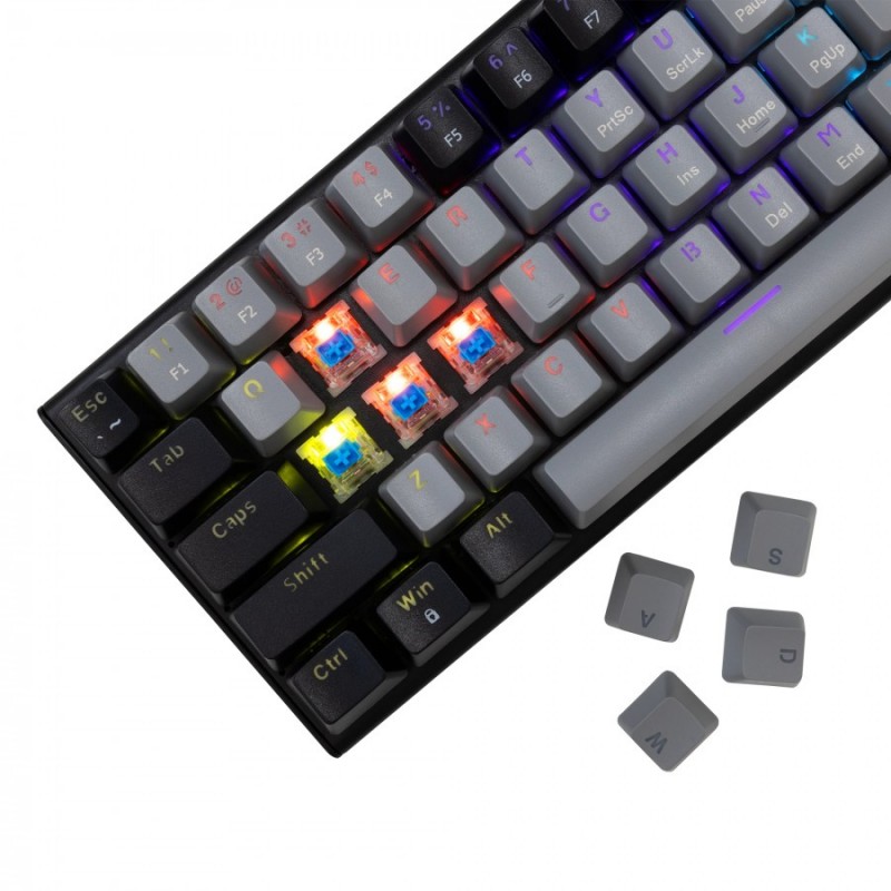 White Shark геймърска механична клавиатура Gaming Mechanical Keyboard WAKIZASHI 2 - Blue Switches (English US), Gray, Black