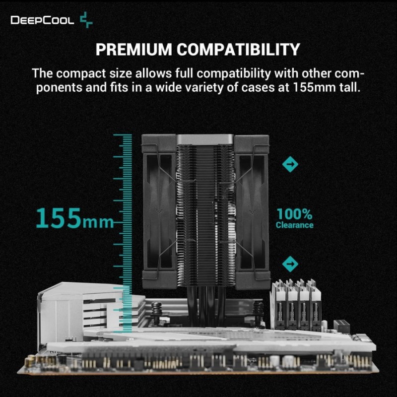 DeepCool охладител CPU Cooler AK400 Zero Dark Plus - Dual-Fan - LGA1700/AM5, R-AK400-BKNNMD-G-1