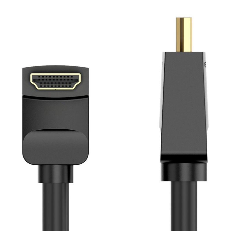 Vention Кабел HDMI Right Angle 90 Degree v2.0 M / M 4K/60Hz Gold - 2M Black - AARBH, AARBH