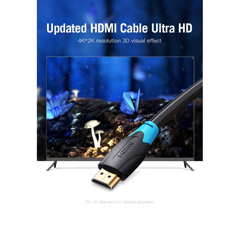 Vention Кабел HDMI v2.0 M / M 4K/60Hz Gold - 1.5M Black - AACBG, AACBG