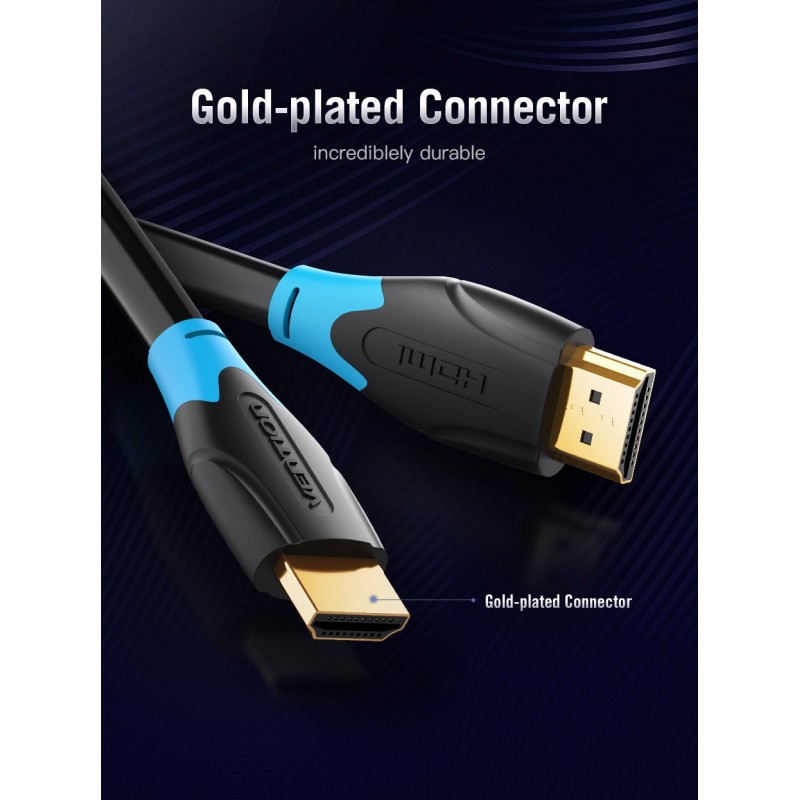 Vention Кабел HDMI v2.0 M / M 4K/60Hz Gold - 1.5M Black - AACBG, AACBG