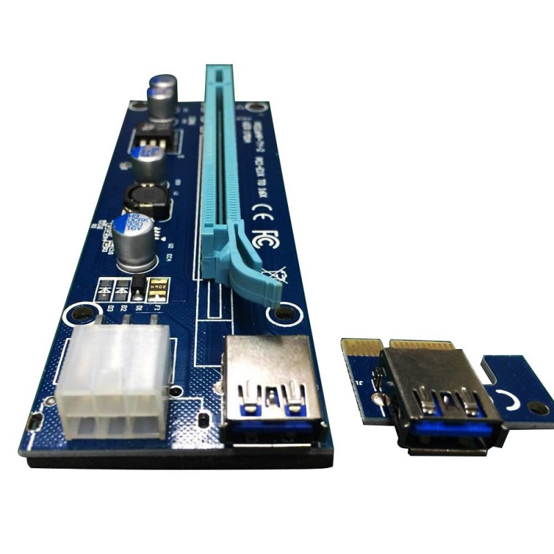 Makki Mining Riser/Extender PCI Express 1x to 16x v.1701A - 470uf - MAKKI-SR1701A-470-MAKKI-SR1701A-470