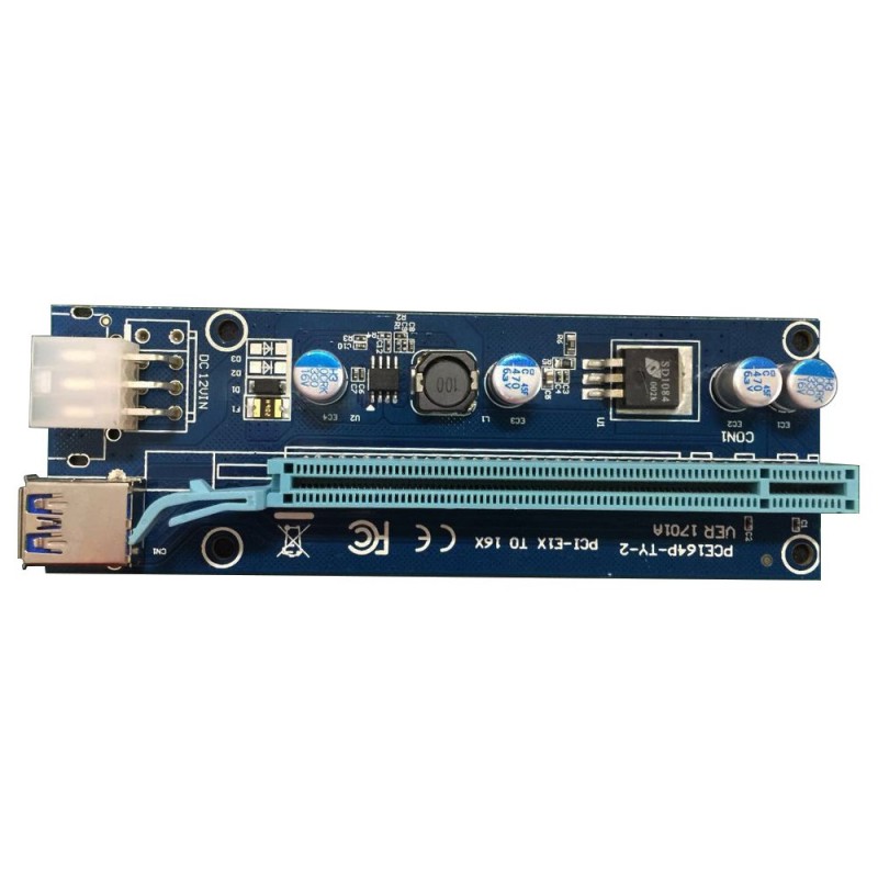 Makki Mining Riser/Extender PCI Express 1x to 16x v.1701A - 470uf - MAKKI-SR1701A-470-MAKKI-SR1701A-470