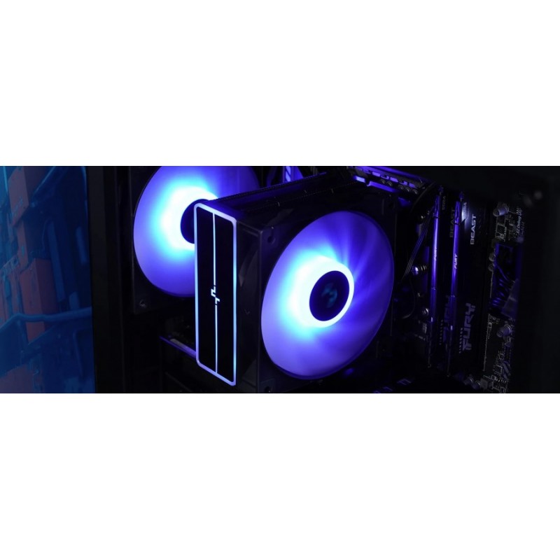 DeepCool охладител CPU Cooler AG400 Black - Addressable RGB V2 - LGA1851/AM5, R-AG400-BKAMMN-GJD