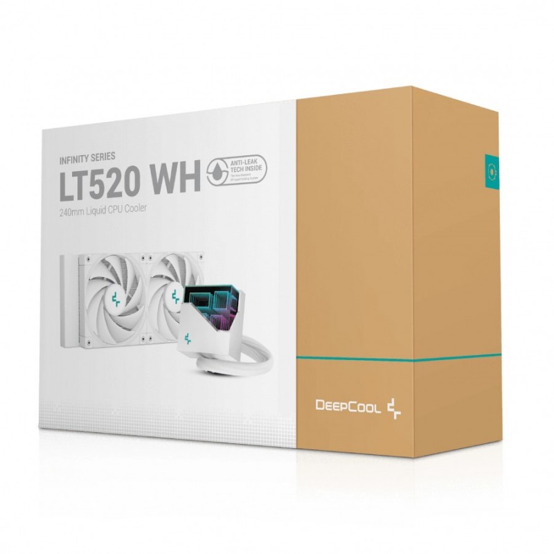 DeepCool водно охлаждане Water Cooling LT520 White - Addressable RGB, Infinity mirror design - LGA1700/AM5, R-LT520-WHAMNF-G-1