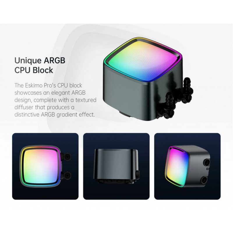 Geometric Future водно охлаждане Water Cooling - Eskimo Pro 360 Black - Addressable RGB, LGA1851/AM5, GEO-ESKIMO-PRO-36B