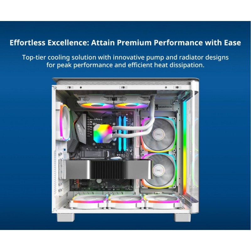 Montech водно охлаждане Hyper Flow ARGB 240, CPU Liquid Cooler, White, MONTECH-HYPER-FLOW-ARGB-240-WH