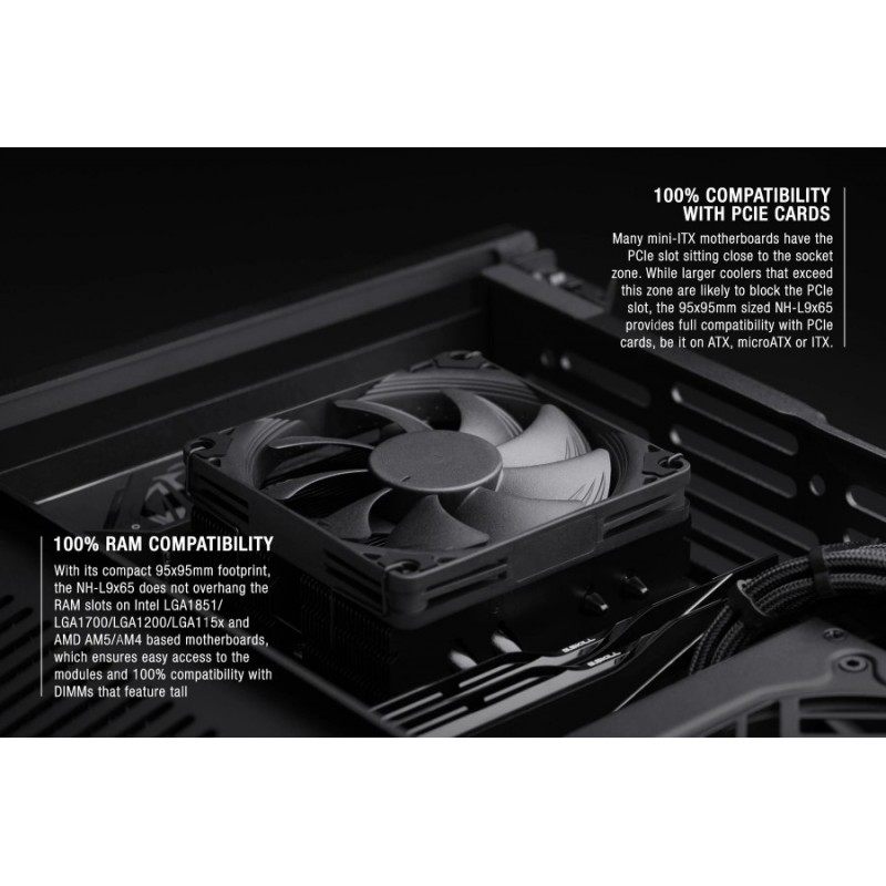 Noctua Охлаждане CPU Cooler NH-L9x65 chromax.black - LGA1851/1700/1200/AM5, NH-L9x65.CH.BK