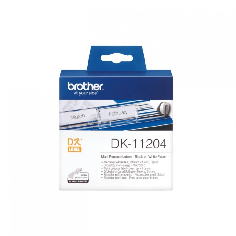 Brother етикети Brother DK-11204 - Multi Purpose Labels, 17mmx54mm, 400 labels per roll, Black on White - DK-11204