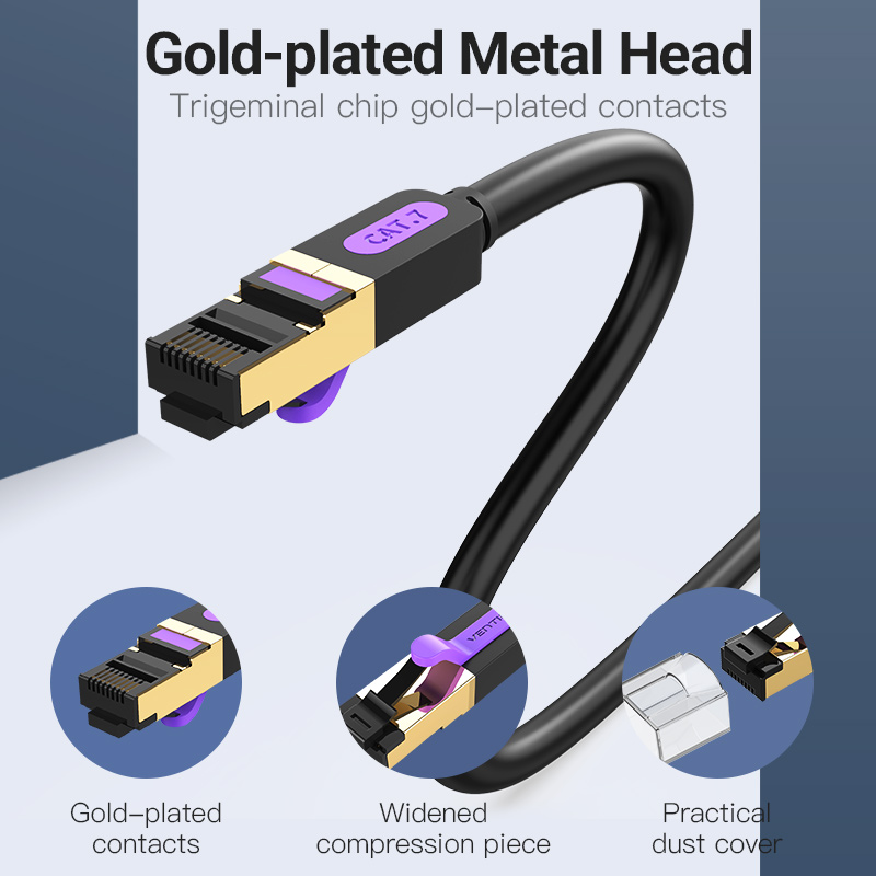 Vention Кабел LAN SSTP Cat.7 Patch Cable - 5M Black - ICDBJ, ICDBJ