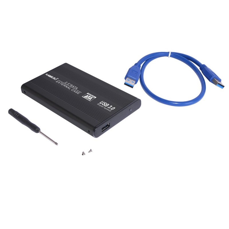 Makki Външна кутия за харддиск External Case 2.5" SATA USB3.0 Aluminium Black-MAKKI-SATA254U3