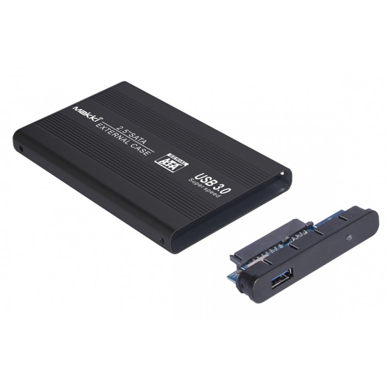 Makki Външна кутия за харддиск External Case 2.5" SATA USB3.0 Aluminium Black-MAKKI-SATA254U3