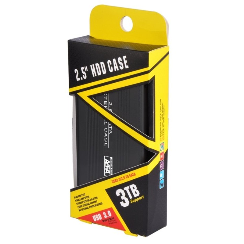 Makki Външна кутия за харддиск External Case 2.5" SATA USB3.0 Aluminium Black-MAKKI-SATA254U3