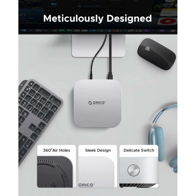 Orico докинг станция SSD Docking station M.2 NVMe - USB-C(10Gbps) x 1, USB3.2 x 2, USB2.0 x 2, M.2 x 1, Audio, SD/TF 4.0 - MiniLink M49P-EU-SV