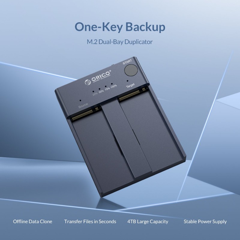 Orico докинг станция Storage - Duplicator for SSD NVMe M.2 - M2P2-C3-C, M2P2-C3-C-EU-GY-BP
