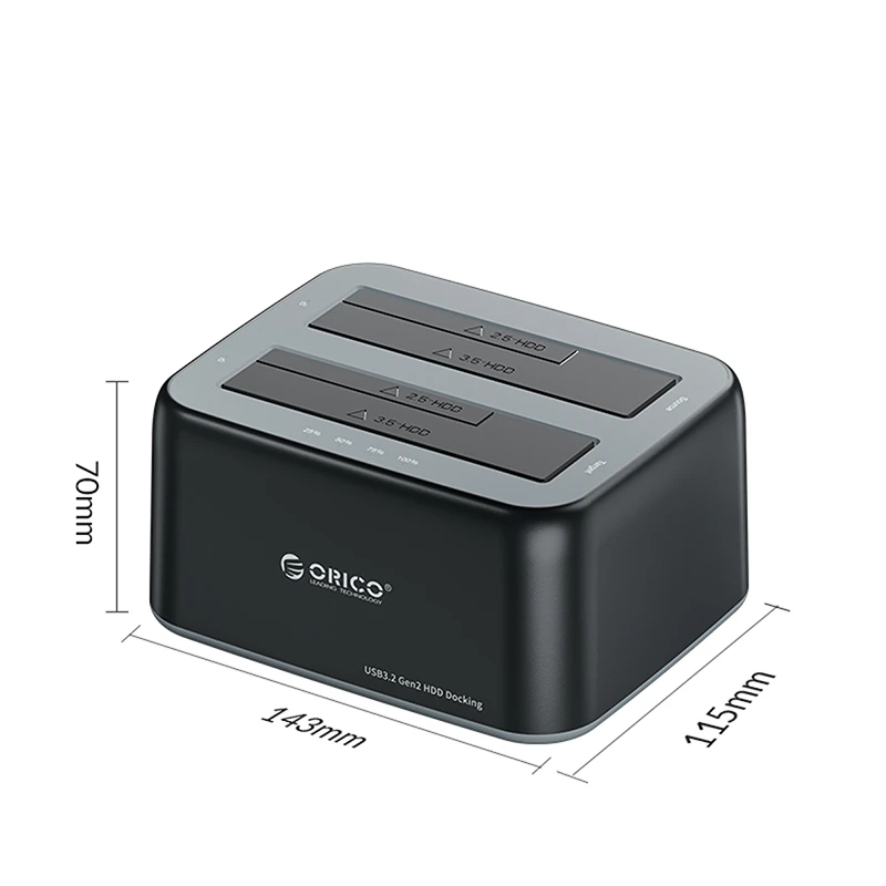 Orico докинг станция Storage - HDD/SSD Dock - 2 BAY 2.5/3.5 USB-C/USB-A - 6829C3-V1, 6829C3-V1