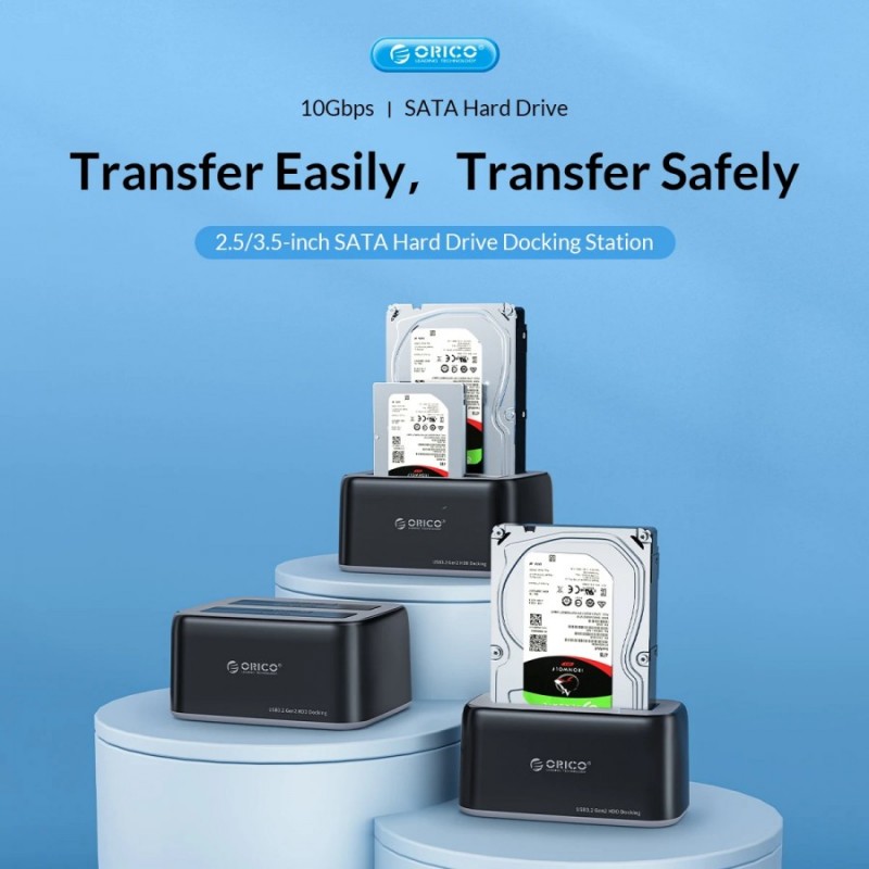 Orico докинг станция Storage - HDD/SSD Dock - 2 BAY 2.5/3.5 USB-C/USB-A - 6829C3-V1, 6829C3-V1