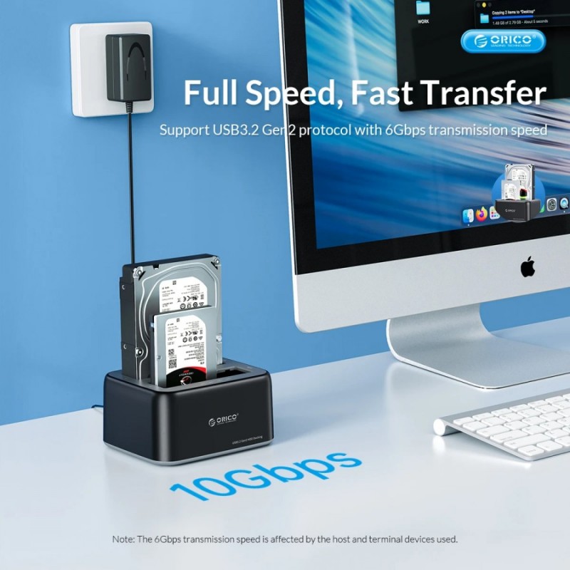 Orico докинг станция Storage - HDD/SSD Dock - 2 BAY 2.5/3.5 USB-C/USB-A - 6829C3-V1, 6829C3-V1
