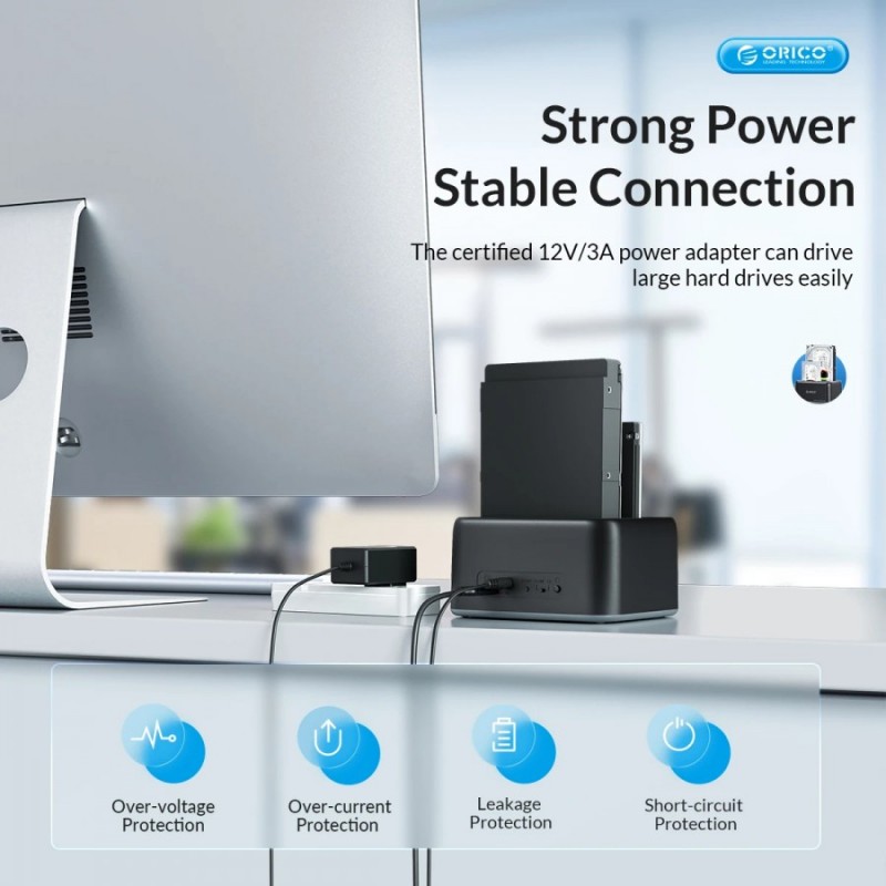 Orico докинг станция Storage - HDD/SSD Dock - 2 BAY 2.5/3.5 USB-C/USB-A - 6829C3-V1, 6829C3-V1