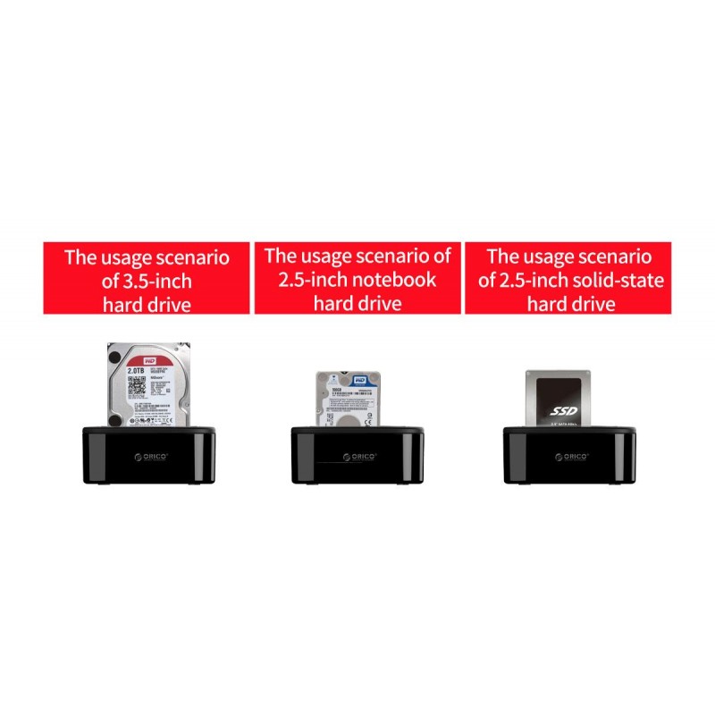 Orico докинг станция Storage - HDD/SSD Dock - 2 BAY Clone 2.5/3.5 USB3.0 - 6228US3-C-6228US3-C-EU-BK