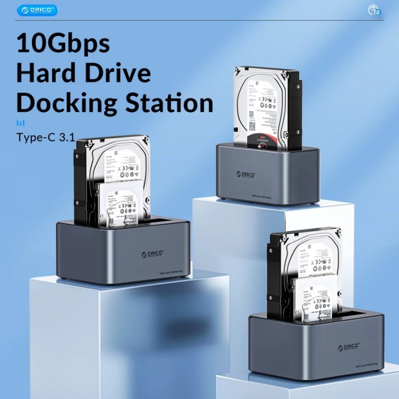 Orico докинг станция Storage - HDD/SSD Dock - 2 BAY Offline Clone 2.5/3.5 USB-C/USB-A - 6626C3-C-V1, 6626C3-C-V1