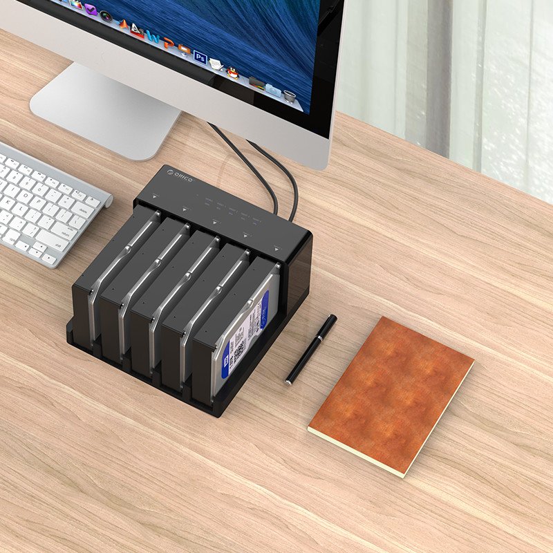 Orico докинг станция Storage - HDD/SSD Dock/Duplicator - 5x 2.5 and 3.5 inch USB3.0 - 6558US3, 6558US3-C-EU-BK