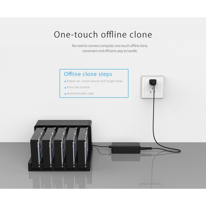 Orico докинг станция Storage - HDD/SSD Dock/Duplicator - 5x 2.5 and 3.5 inch USB3.0 - 6558US3, 6558US3-C-EU-BK