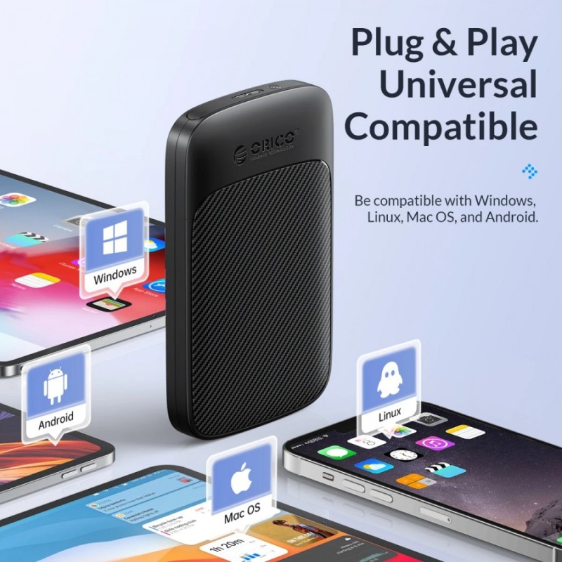 Orico кутия за диск Storage - Case - 2.5 inch USB-C - 2020C3-V1-BK, 2020C3-V1-BK-EP