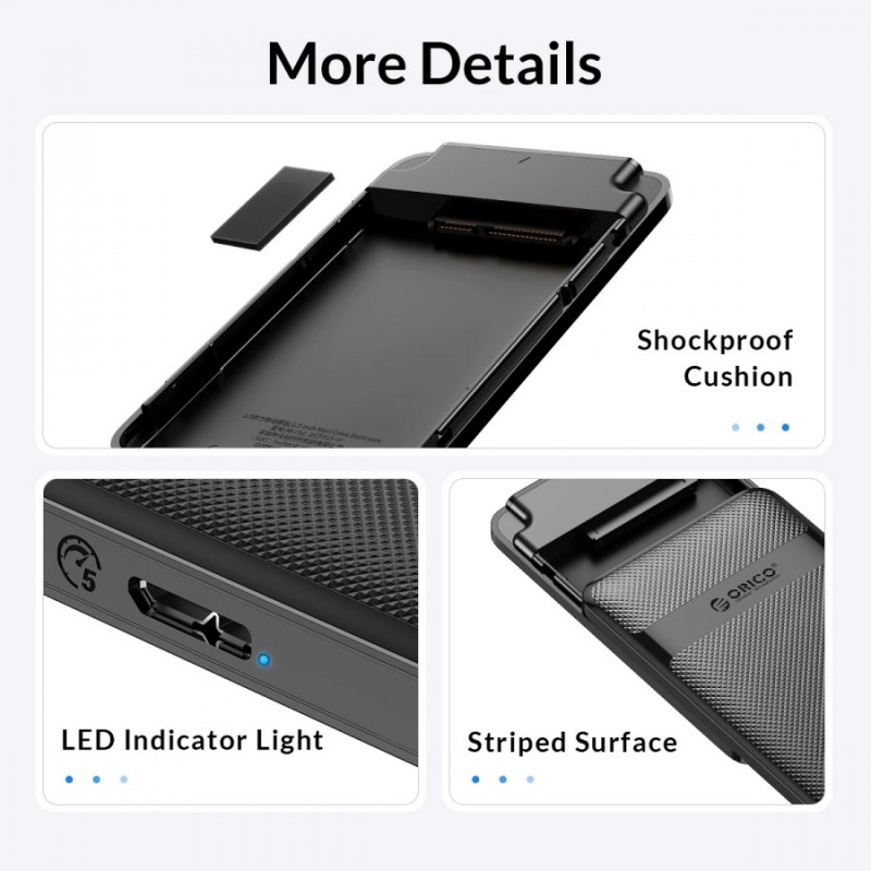Orico кутия за диск Storage - Case - 2.5 inch USB-C - 2577C3-V1-BK, 2577C3-V1-BK-EP