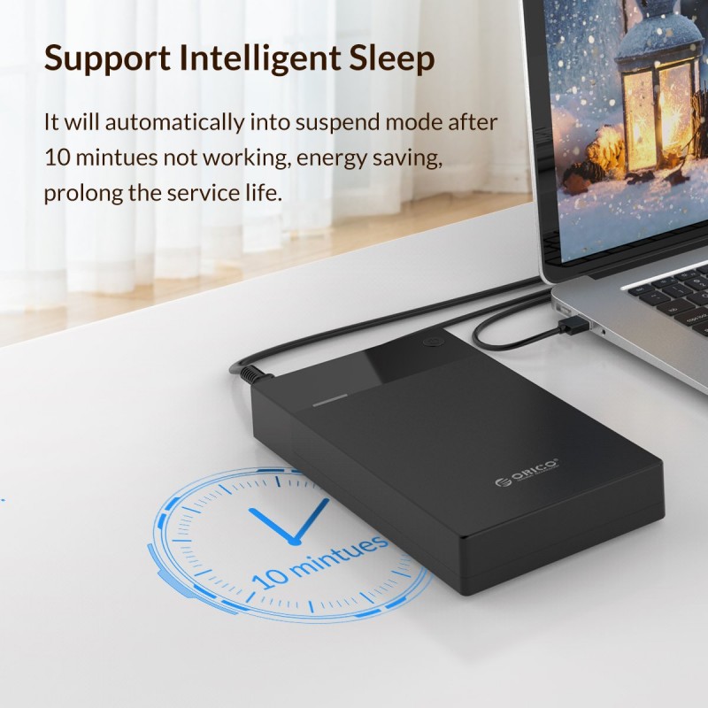 Orico кутия за диск Storage - Case - 3.5 inch, USB3.0, Built-in Power adapter, UASP, black - 3599U3, 3599U3-EU-BK-BP