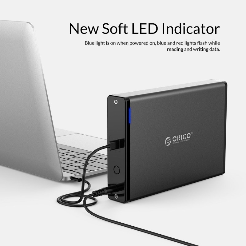 Orico кутия за диск Storage - Case - 3.5 inch Vertical, USB3.1 Type-C, Power adapter, UASP, black - 7688C3-BK, 7688C3-EU-BK-BP