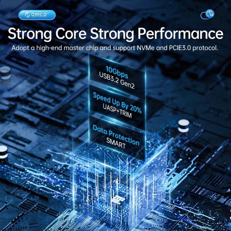 Orico външна кутия за диск Storage - Case - M.2 NVMe M-key 10 Gbps, Aluminium - AM2C3-G2-GY, AM2C3-G2-GY-BP